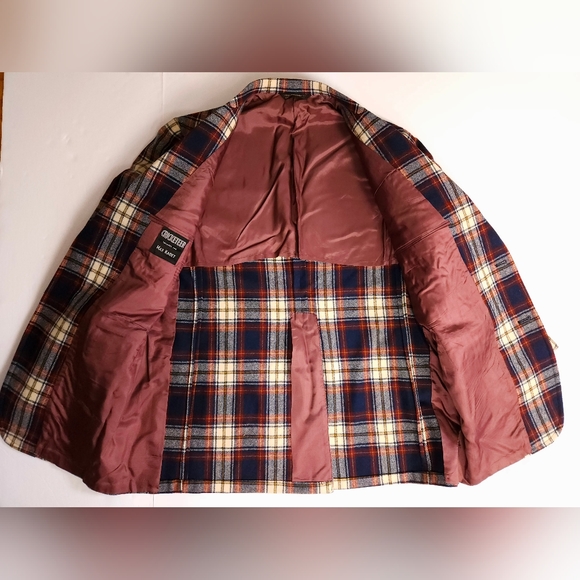 Vintage Cricketeer Wool Sportcoat Blazer Max Kadet 42R Blue Brown Tartan Plaid - Picture 12 of 16